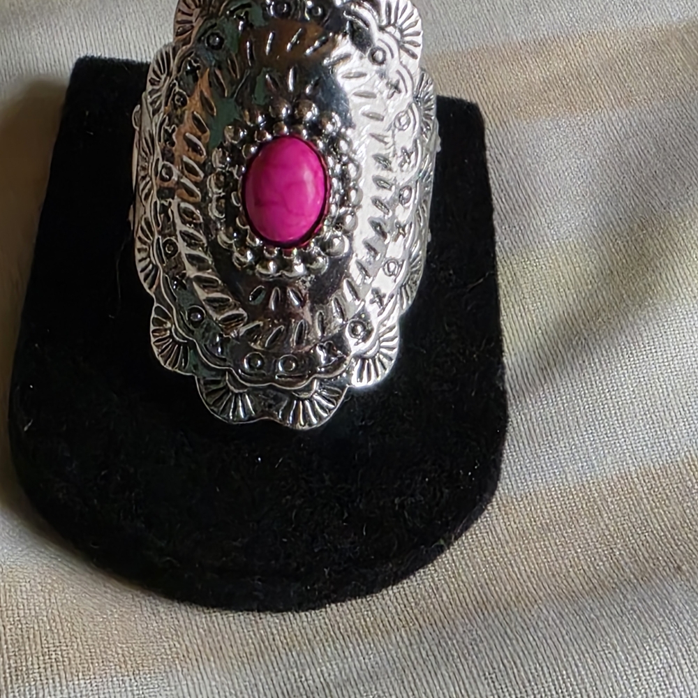 Silver and Pink Statement Ring